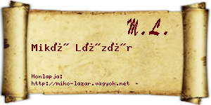 Mikó Lázár névjegykártya